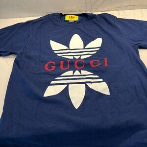 Authentic Gucci x Adidas collab t-shirt in navy blue.